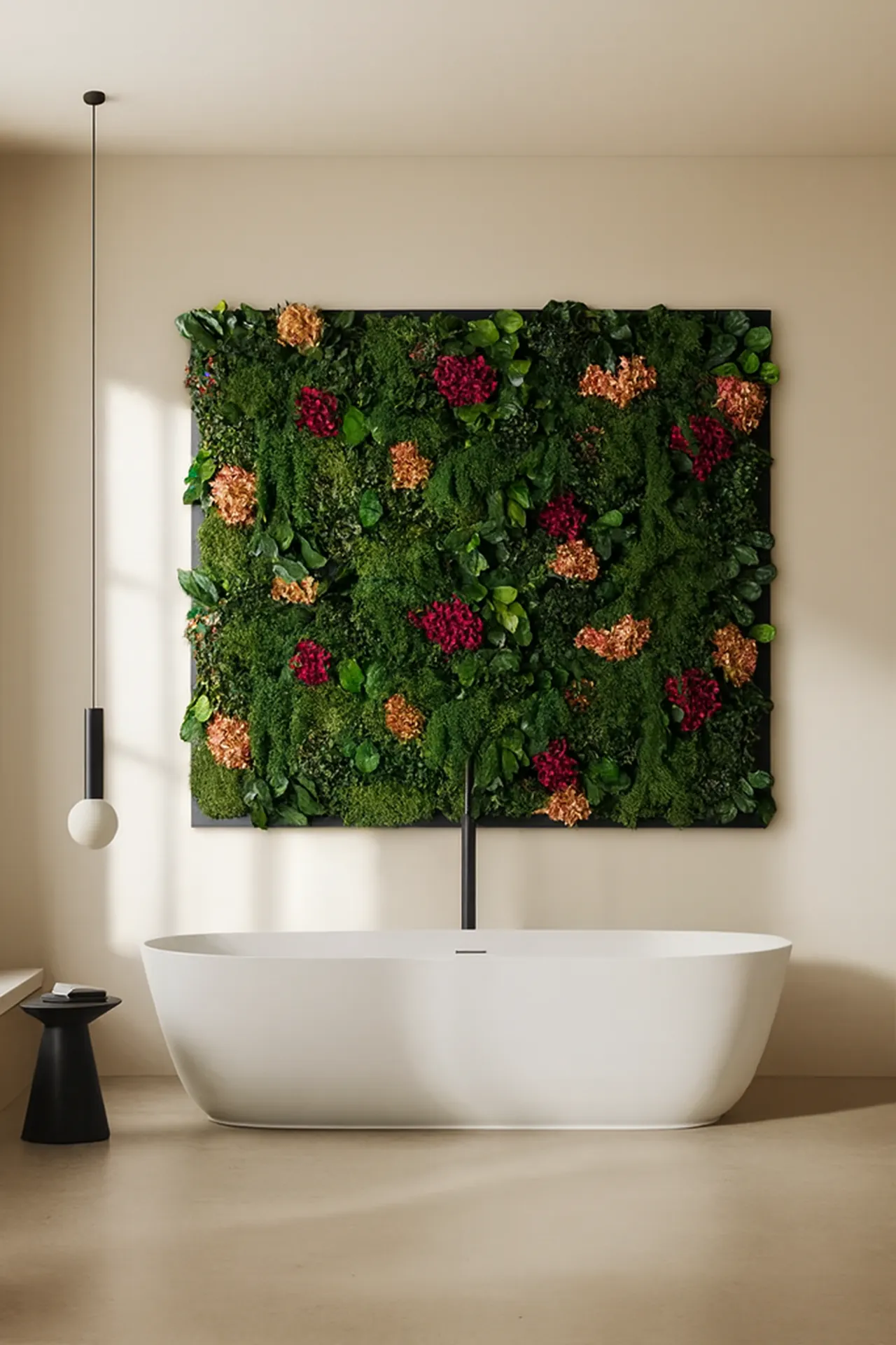 Blumenwand Luxus Badezimmer Wellness — Wandbegrünung von MOOSMOOS