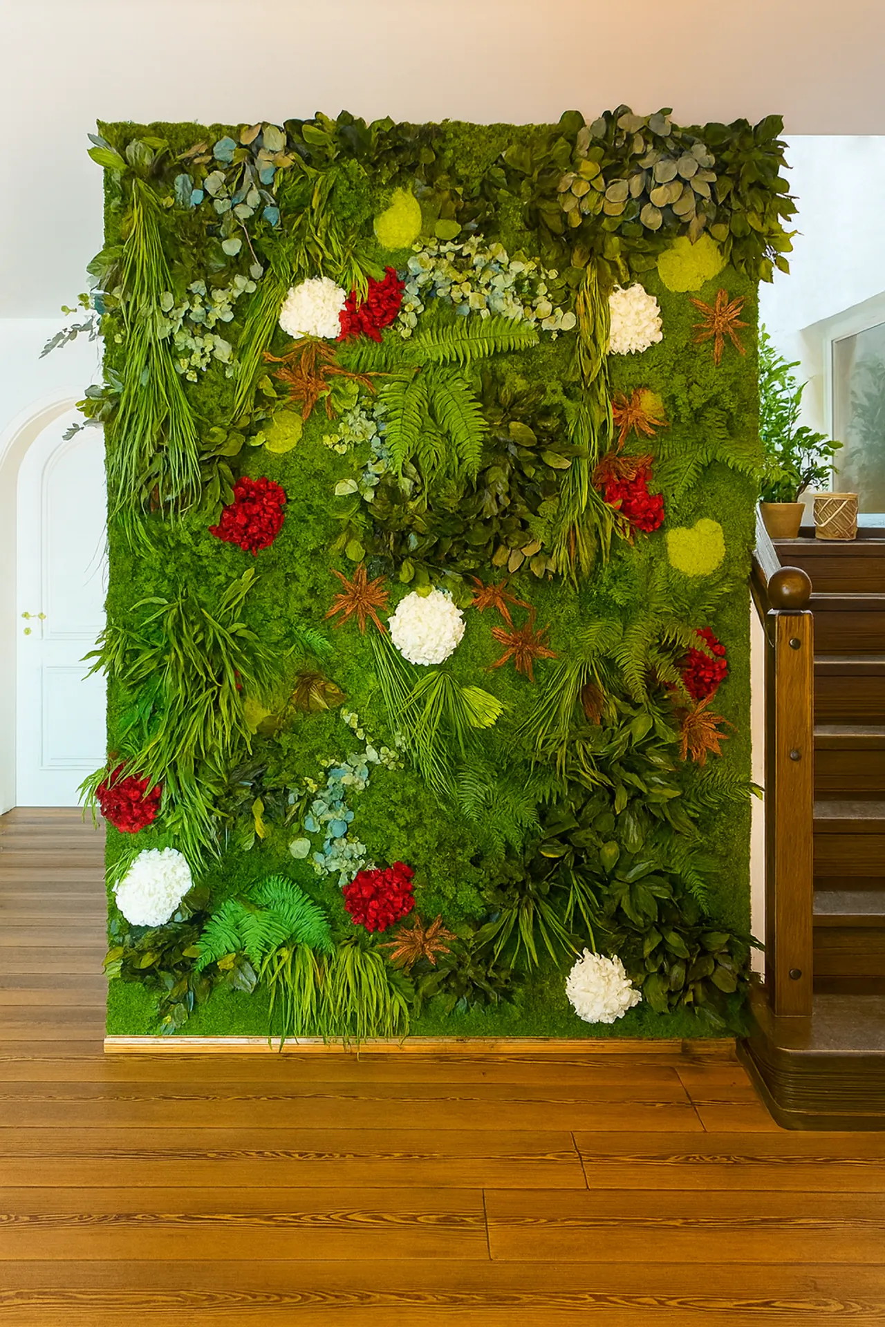 Blumenwand Moderne Rauminstallation mit Präparierten — Wandbegrünung von MOOSMOOS