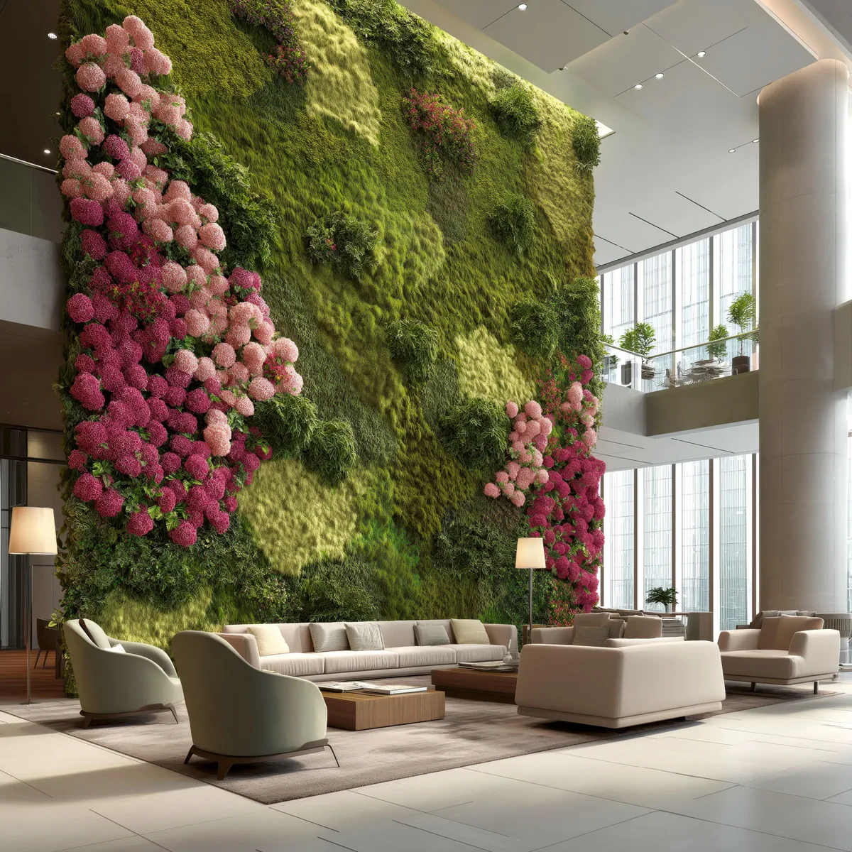 Mooswand in einer Luxus-Lobby — Großprojekt von MOOSMOOS